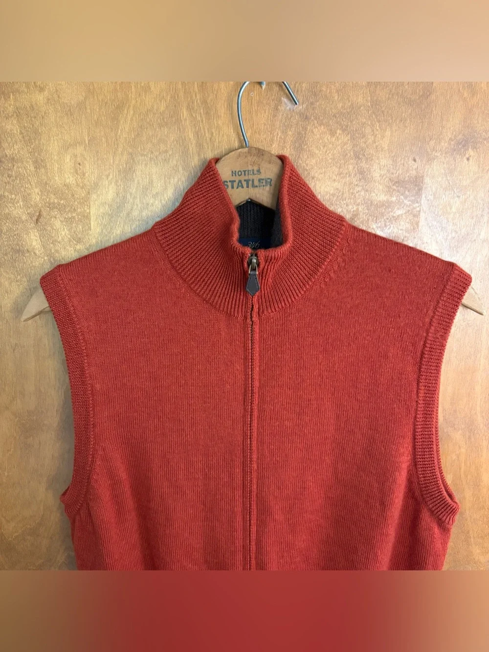 Brooks Brothers Red 100% Italian Merino Wool Funnel Neck Zip Up Sweater Vest